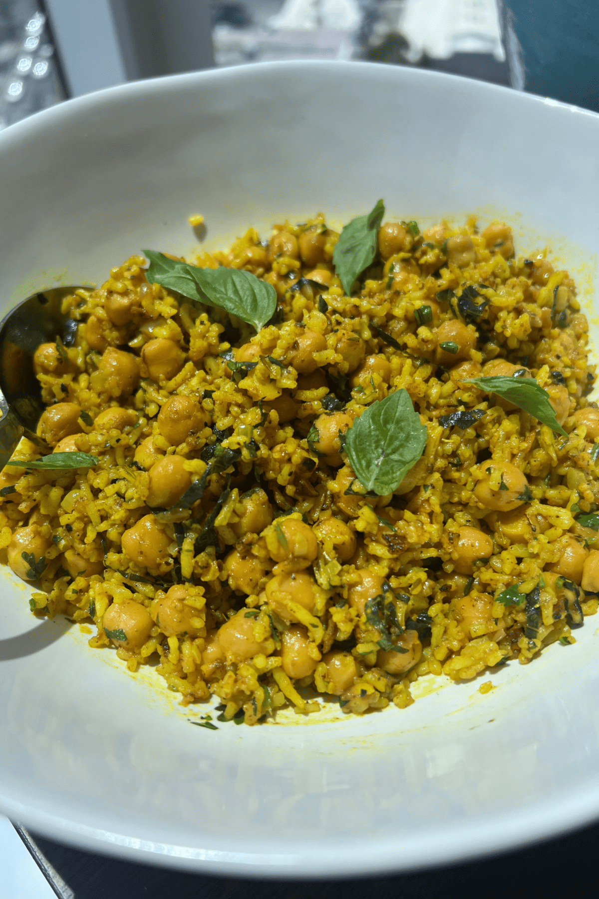 chickpea and rice pilaf with herbs