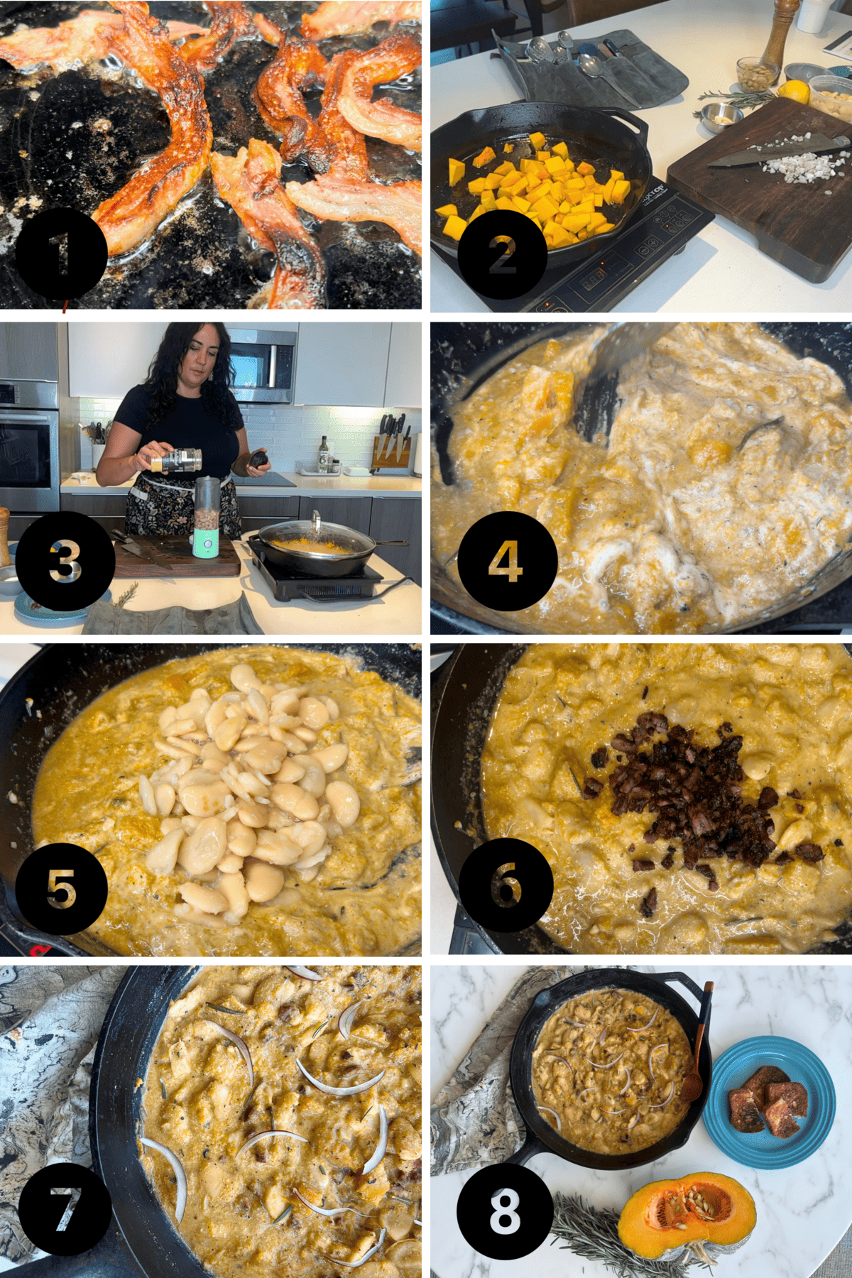 step by step pictures of making creamy pumpkin butter beans