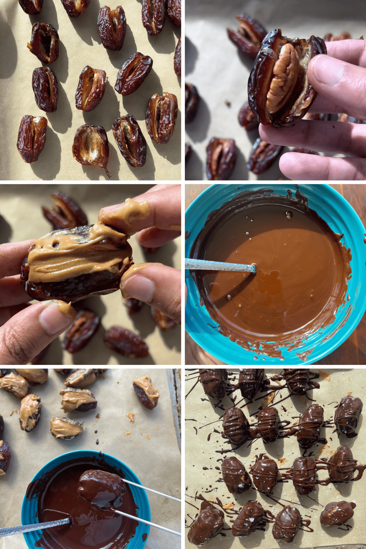 step by step snickers stuffed dates