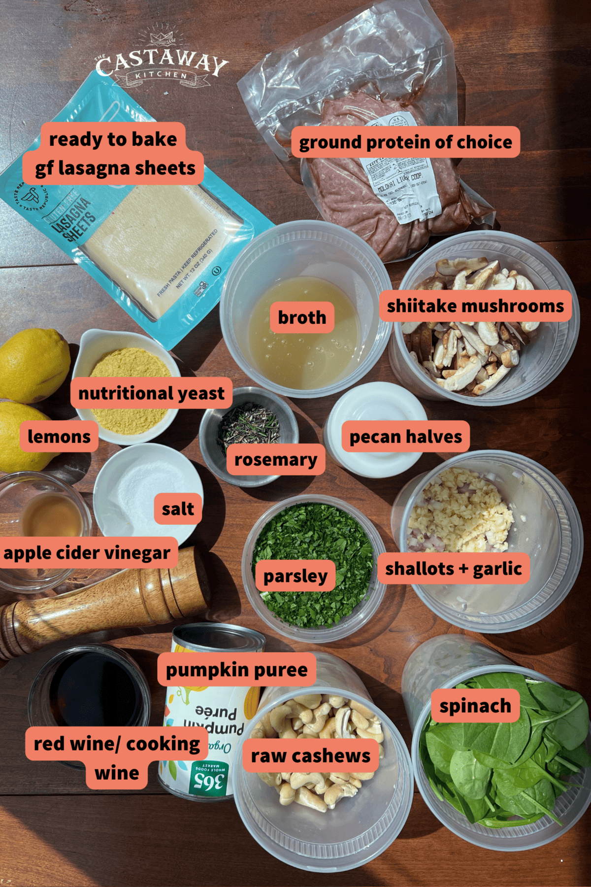 ingredients for gluten free lasagna roll ups