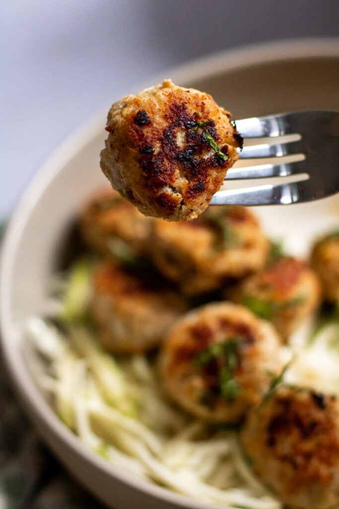 Gluten-free Apple Pork Meatballs and Apple Cabbage Slaw